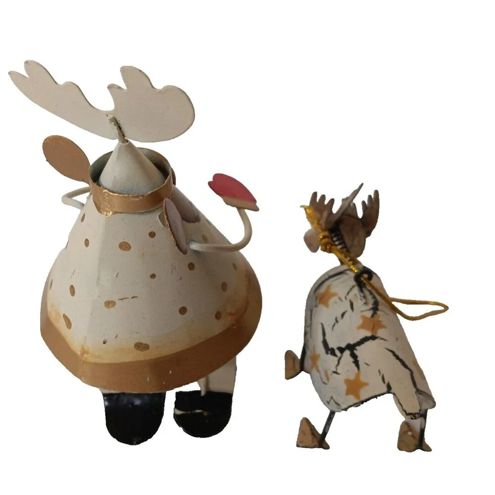 Metal & Wood Dangling Christmas Ornaments 4-PCS Bundle Holiday Tree Decorations - Picture 5 of 10